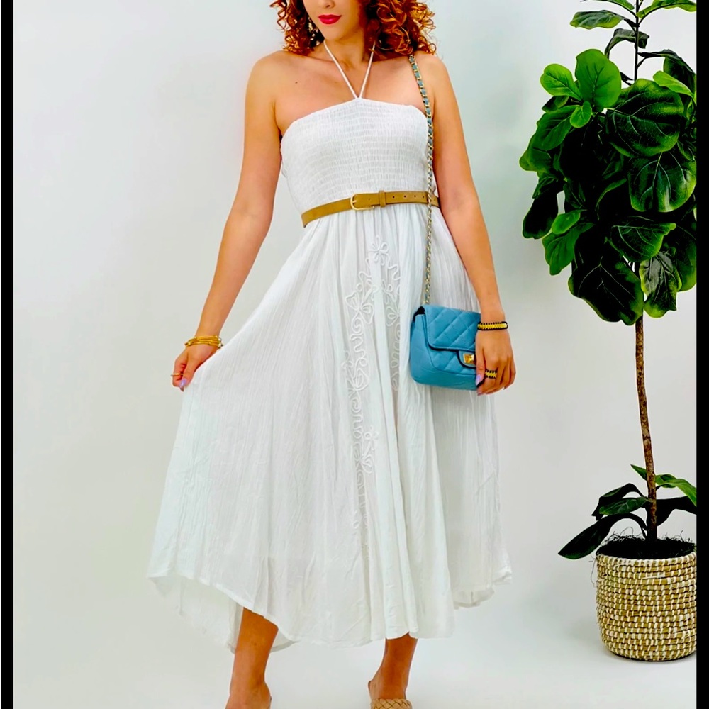 White maxi dress